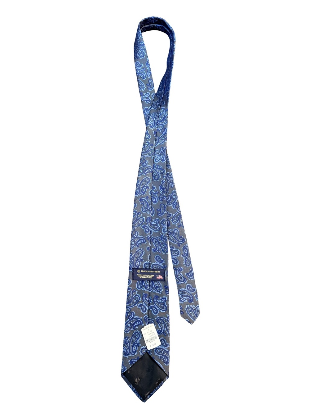 BROOKS BROTHERS Men's Classic blue - gray paisley neck tie NWT - Picture 3 of 5
